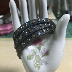 Leather and crystal bracelet